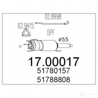 Сажевый фильтр MTS Saab 9-3 (YS3F) 2 Универсал 1.9 TiD 120 л.с. 2005 – 2015 8033464435134 WVQ4UM I 1700017