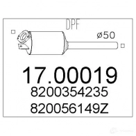 Сажевый фильтр MTS 1700019 8033464435158 Renault Megane (KM) 2 Универсал 1.9 dCi 131 л.с. 2005 – 2009 3M1 JCX