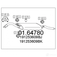 Задний глушитель MTS 8033464033842 Volkswagen Golf 3 (1H1) Хэтчбек 1.3 54 л.с. 1991 – 1992 0164780 2S 70B