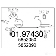 Задний глушитель MTS 0197430 8033464046149 Opel Astra (G) 2 Универсал 1.2 16V (F35) 75 л.с. 2000 – 2004 T PYXV3