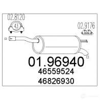 Задний глушитель MTS A6 D2P 0196940 8033464045708 Fiat Doblo (223) 1 Фургон 1.2 (223ZxA1A) 65 л.с. 2001 – 2024