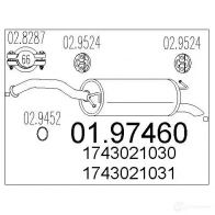 Задний глушитель MTS 404M FH 8033464046170 0197460 Toyota Yaris (XP10) 1 Хэтчбек 1.3 (NCP10. SCP12) 86 л.с. 1999 – 2005