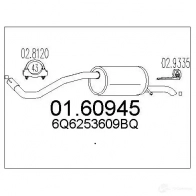 Задний глушитель MTS 8033464899141 3 EQ93 0160945 Volkswagen Polo (6R1, 6C1) 5 Хэтчбек 1.2 60 л.с. 2009 – наст. время