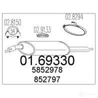 Задний глушитель MTS 7NGLV Y7 0169330 8033464038199 Opel Astra (F) 1 Универсал 2.0 i 16V (F08. C05) 150 л.с. 1993 – 1998