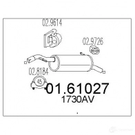 Задний глушитель MTS Peugeot 207 1 (WA, WC, PF1) Хэтчбек 1.4 75 л.с. 2008 – наст. время 0161027 8033464514693 G8JY2 E