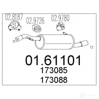 Задний глушитель MTS 9R ZL165 8033464902544 Peugeot 207 1 (SW, WK, PF1) Универсал 0161101