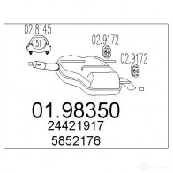 Задний глушитель MTS QR 729 0198350 8033464047030 Opel Vectra (C) 3 Универсал 1.6 (F35) 105 л.с. 2005 – 2008