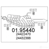 Задний глушитель MTS 0195440 8033464044367 9M84 GF Opel Vectra (B) 2 Универсал 2.0 DI 16V (F35) 82 л.с. 1996 – 2000