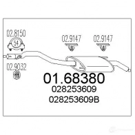 Задний глушитель MTS 8033464037277 0168380 Volkswagen Transporter (T4) 4 Грузовик 2.4 D 78 л.с. 1990 – 1998 Z8 3QO7