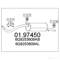 Задний глушитель MTS Volkswagen Polo (9N) 4 Хэтчбек 1.4 FSI 86 л.с. 2002 – 2006 UJJH 5 0197450 8033464046163