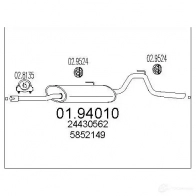 Задний глушитель MTS Opel Agila (A) 1 Хэтчбек 1.0 12V (F68) 58 л.с. 2000 – 2007 0194010 XV 5OW 8033464043339