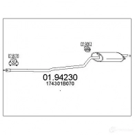 Задний глушитель MTS T2S BUVA 8033464043513 Toyota Corolla (E110) 8 Хэтчбек 5д 1.4 (EE111) 86 л.с. 1997 – 1999 0194230