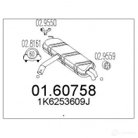 Задний глушитель MTS Volkswagen Golf 5 (1K1) Хэтчбек 2.0 FSI 150 л.с. 2004 – 2008 0160758 8033464456078 I689 BSX