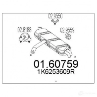 Задний глушитель MTS Volkswagen Golf 5 (1K1) Хэтчбек 2.0 SDI 75 л.с. 2004 – 2008 0160759 8033464456108 F O991I6