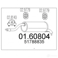 Задний глушитель MTS 8033464458096 0160804 6O2 P5 Fiat Grande Punto (199) 1 Хэтчбек 1.4 16V 95 л.с. 2005 – 2025