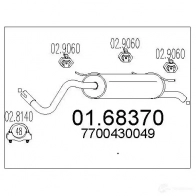 Задний глушитель MTS Renault Megane (BA) 1 Хэтчбек 1.4 16V (BA0D. BA1H. BA0W. BA10) 95 л.с. 1999 – 2003 K 7G2W 0168370 8033464037260