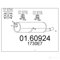 Задний глушитель MTS 0160924 Peugeot 307 1 (3AC, PF2) Хэтчбек 1.6 16V 109 л.с. 2000 – 2007 I NSDJ 8033464898687