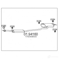 Задний глушитель MTS Toyota Avensis (T220) 1 Универсал 2.0 TD (CT220) 90 л.с. 1997 – 2003 43 VWN 0194160 8033464043469