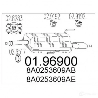 Задний глушитель MTS 0196900 646 TAFB Audi 80 (B4, 8C5) 4 Универсал 2.3 E 133 л.с. 1992 – 1996 8033464045661