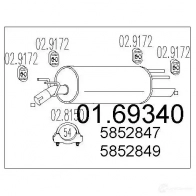 Задний глушитель MTS 0169340 Opel Omega (B) 2 Седан 8033464038205 HYZ7Y7 0