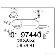 Задний глушитель MTS 8033464046156 Opel Astra (G) 2 Седан 1.2 16V (F69) 75 л.с. 2000 – 2005 0197440 W C16Q