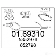 Задний глушитель MTS O5 U5D 8033464038175 Opel Astra (F) 1 Хэтчбек 1.8 i 16V (F08) 125 л.с. 1993 – 1994 0169310