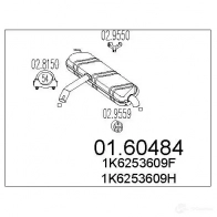 Задний глушитель MTS 8033464310615 Volkswagen Golf 5 (1K1) Хэтчбек 1.6 FSI 115 л.с. 2003 – 2008 0E 30VVR 0160484