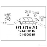 Задний глушитель MTS U00L HB1 0161920 8033464031060 Mercedes E-Class (W124) 1 Седан 2.0 E 200 D (1220) 75 л.с. 1993 – 1995