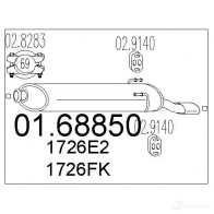 Задний глушитель MTS 8033464037734 K V2K1 Peugeot 306 1 (7A, 7C, N3, N5) Хэтчбек 1.8 101 л.с. 1993 – 2001 0168850