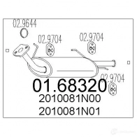 Задний глушитель MTS 8033464037215 D9V JZ4 0168320 Nissan Primera (P10) 1 Седан 2.0 16V 4x4 116 л.с. 1991 – 1996