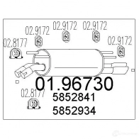 Задний глушитель MTS Opel Omega (B) 2 Седан 3.0 V6 (F69) 211 л.с. 1994 – 2001 J9I1 4 0196730 8033464045494
