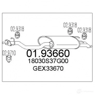 Задний глушитель MTS 0193660 8033464043056 FFXQ 0W Honda Accord 5 (CE, CD, CF) 1993 – 1997