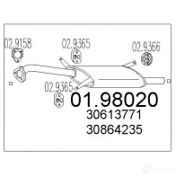 Задний глушитель MTS Volvo S40 1 (644) Седан 1.8 122 л.с. 1999 – 2003 GC 94J 0198020 8033464046736