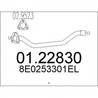 Выхлопная труба глушителя MTS Audi A4 (B7) 3 Седан 1.9 Tdi 116 л.с. 2004 – 2008 0122830 8033464859800 4V Y95R