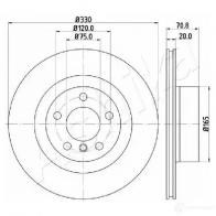 Тормозной диск ASHIKA 61-00-0127 ZK HJ6 Bmw X3 (F25) 2 Кроссовер 2.0 xDrive 20 i 184 л.с. 2011 – 2017