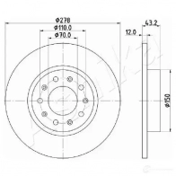 Тормозной диск ASHIKA Jeep Renegade (BU, 520) 1 Кроссовер 1.4 140 л.с. 2014 – 2025 DZ6T XY 61-00-0204