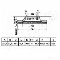 Тормозной диск ASHIKA 2117303 7PB6 C3 8033001232400 60-0H-002 - Изображение 3