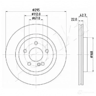 Тормозной диск ASHIKA J3UI BW 61-00-0512 Mercedes CLA (X117) 1 Универсал 2.1 CLA 220 d 4 matic (1105) 170 л.с. 2018 – 2025