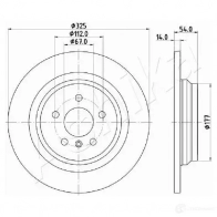 Тормозной диск ASHIKA 61-00-0521 Mercedes M-Class (W166) 3 Кроссовер 2.1 ML 250 CDI / BlueTEC 4 matic (1604. 1603) 204 л.с. 2011 – 2015 N3 72D