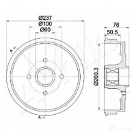 Тормозной барабан ASHIKA 56-00-0700 Renault Clio (KR) 3 Универсал 1.5 dCi (KR1C. KR1N) 103 л.с. 2008 – 2024 PKYU CNV