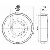 Тормозной барабан ASHIKA 56-02-225 XM YD8B 8052553197241 Toyota Hiace