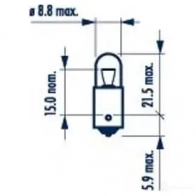 Лампа накаливания T3W BA7S 2 Вт 12 В NARVA 170513000 D XI94 1437614523