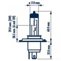 Лампа галогеновая H4 P43T-38 60/55 Вт 12 В