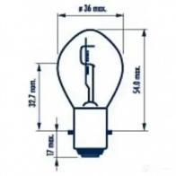 Лампа галогеновая S2 BA20D 35/35 Вт 12 В NARVA 495313000 1437614497 G5QM6 1