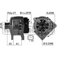 Генератор MESSMER WTO 0KI E4GP1QV 210472 Renault Megane (EM) 2 Кабриолет 1.9 dCi 115 л.с. 2003 – 2009