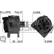 Генератор MESSMER C0Q2P7 210566 VLSW1 SF Renault Megane (EM) 2 Кабриолет 1.9 dCi 110 л.с. 2005 – 2009