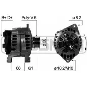 Генератор MESSMER 210668 Citroen Jumper 1 (230) Кабина с шасси 2.8 HDi 128 л.с. 2000 – 2002 ADZHZ 28 L94OOQ