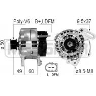 Генератор MESSMER Skoda Fabia (6Y3) 1 Седан 1.4 16V 80 л.с. 2006 – 2007 210731 M4YL IP 5Z4MHX