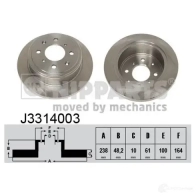 Тормозной диск NIPPARTS Honda Jazz 2 (GD, GE3, 2) Хэтчбек 1.4 iDSI (GE3) 83 л.с. 2006 – 2008 8711768053659 J3314003 UKRRX U8