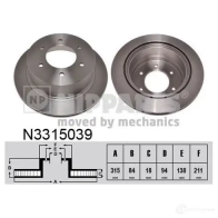 Тормозной диск NIPPARTS N3315039 XUSRGL 6 2046677 8718638425202